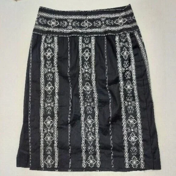 Jane Seymour Signature Embroidered Beaded Black Pencil Skirt 12 Petite - Picture 2 of 12